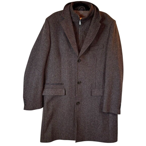 JOSEPH ABBOUD Coat Overcoat Trench Mens 44LONG‎ Dark Gray Black Career Office - Picture 1 of 16